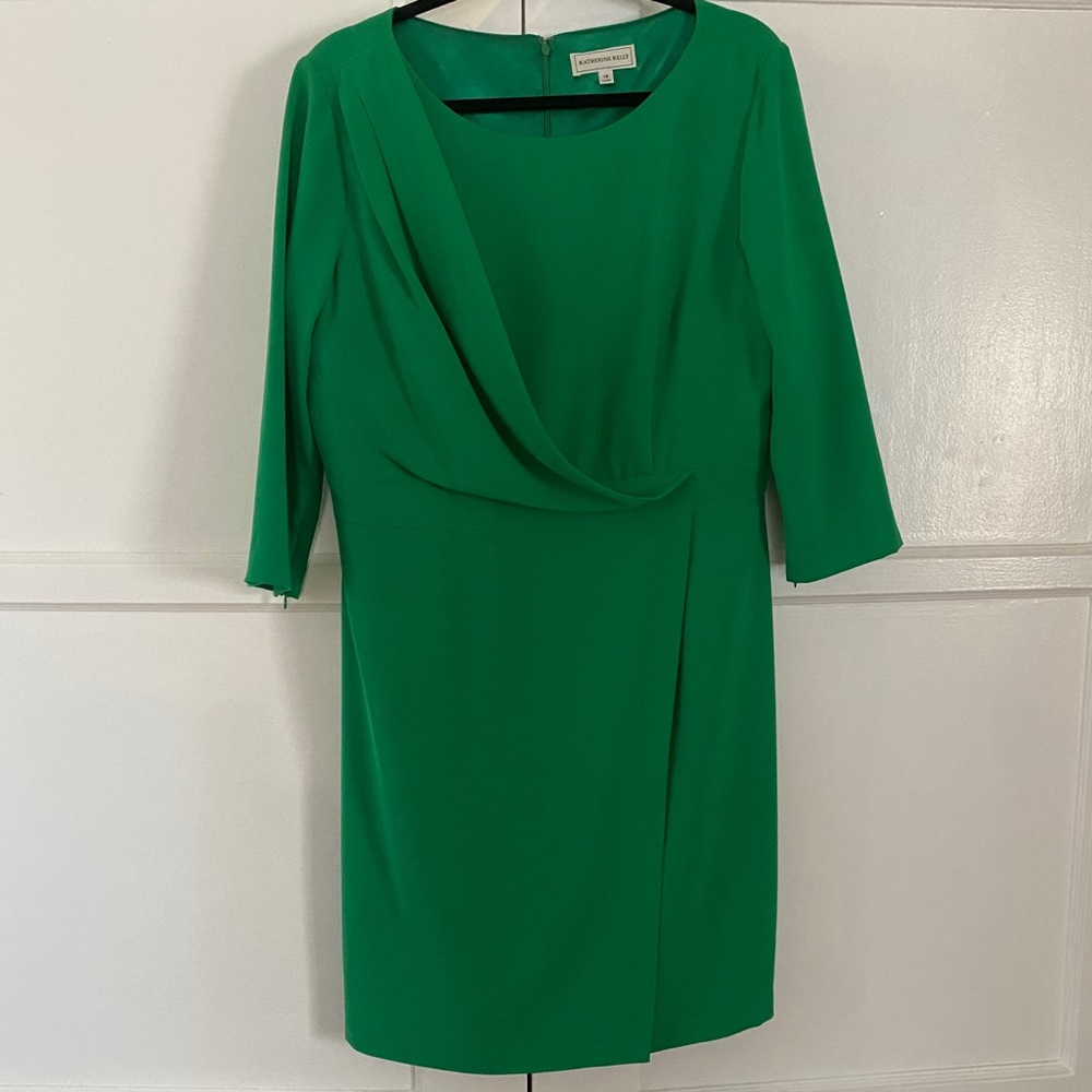 Kelly green dress with draping modest